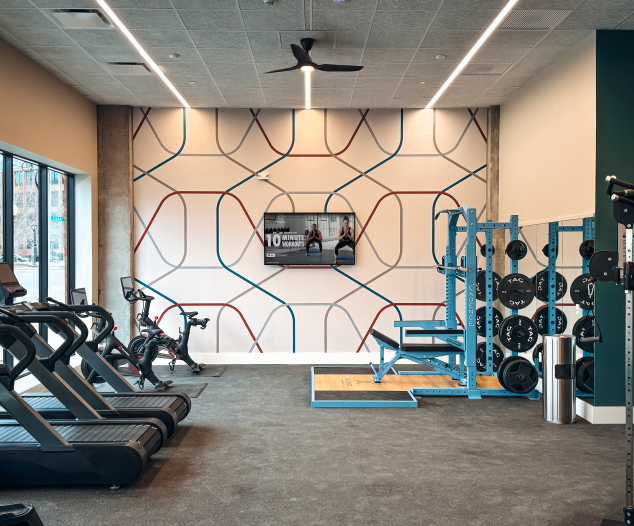 Fitness center with cardio, weights and tv